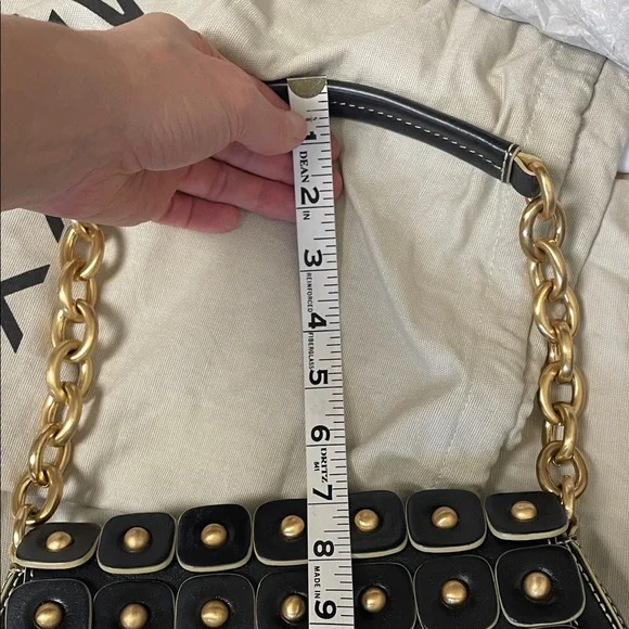 Leather Maxx New York Black and Gold chain Studded Shoulder Bag - Picture 13 of 17